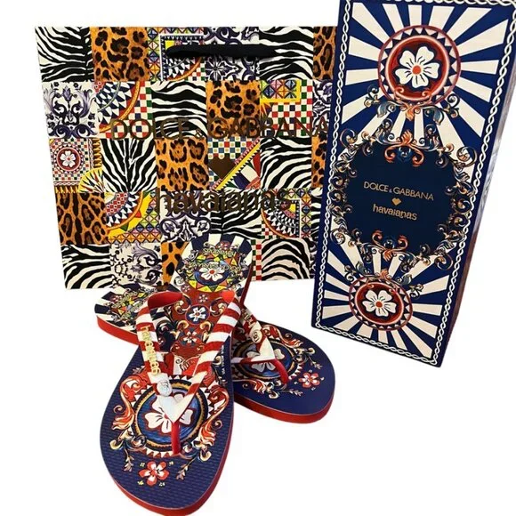 Dolce&Gabbana x Havaianas Carreto Siciliano Flip Flop Sandals US 11/12W - Picture 1 of 11